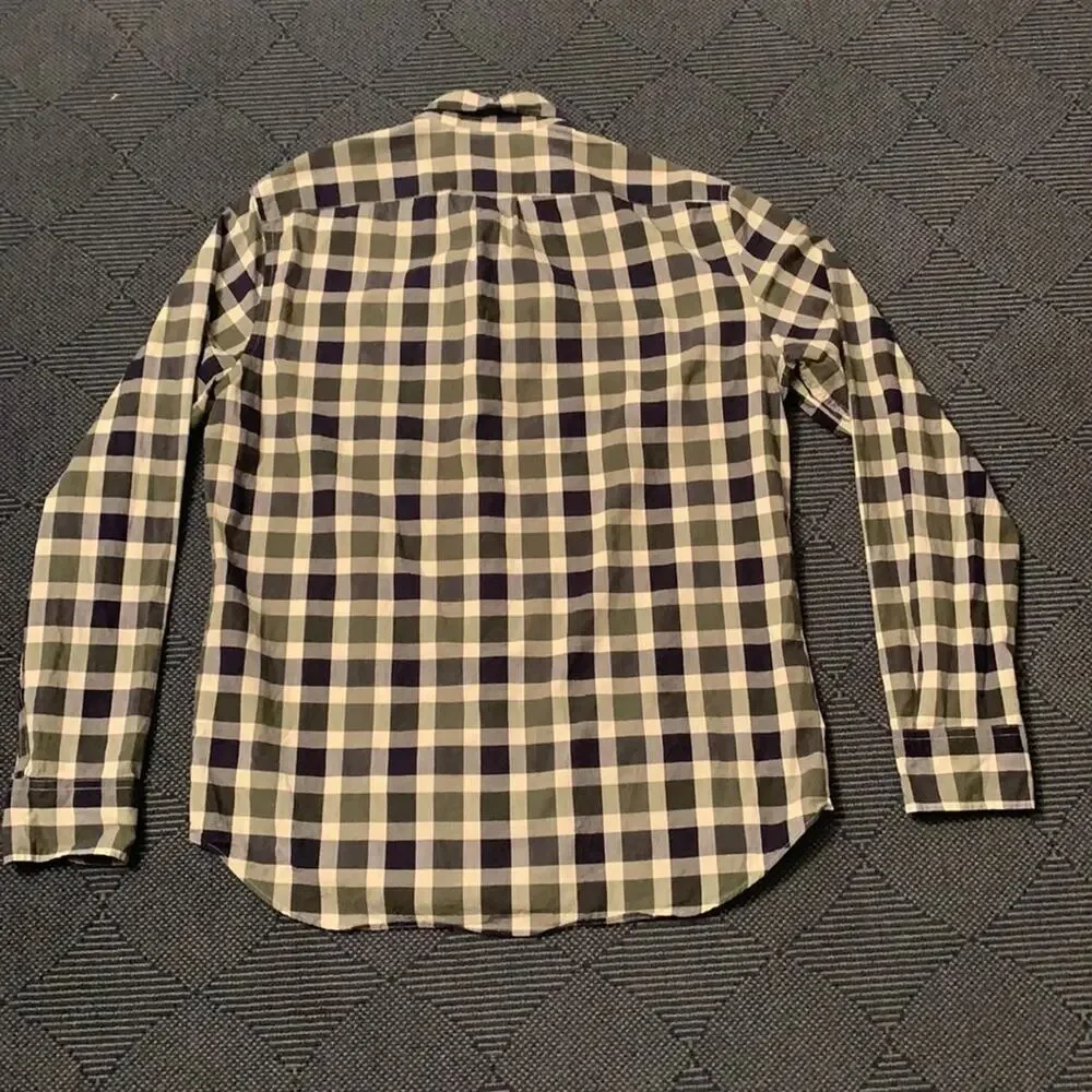 J. Crew Organic Cotton Button Up Shirt M Plaid Black Gray